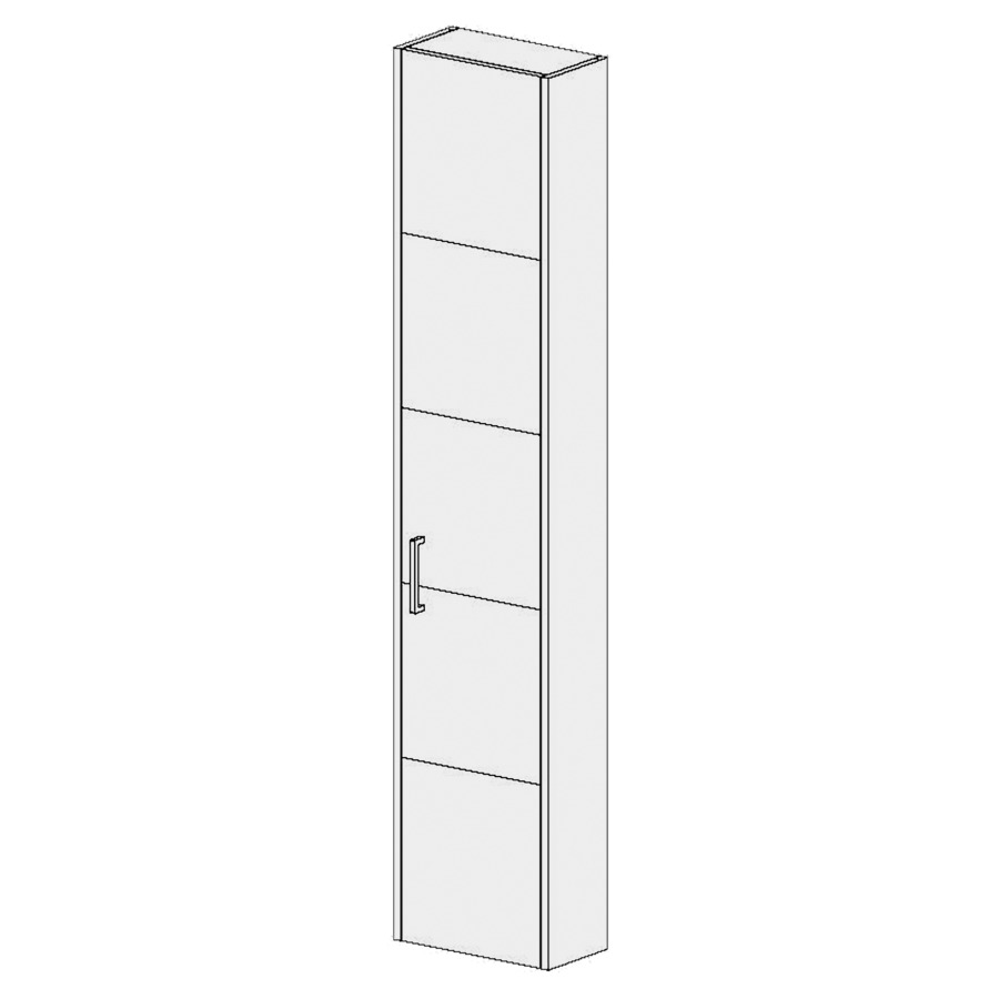 Armoire haute Procasa Tre 
35 x 168 x 18 cm
armoire de tablette
1&nbsp;porte, charnière à droite
4&nbsp;tablettes réglable
faces/côtés visibles
selon palette ProCasa Tre
veinage uniquement vertical