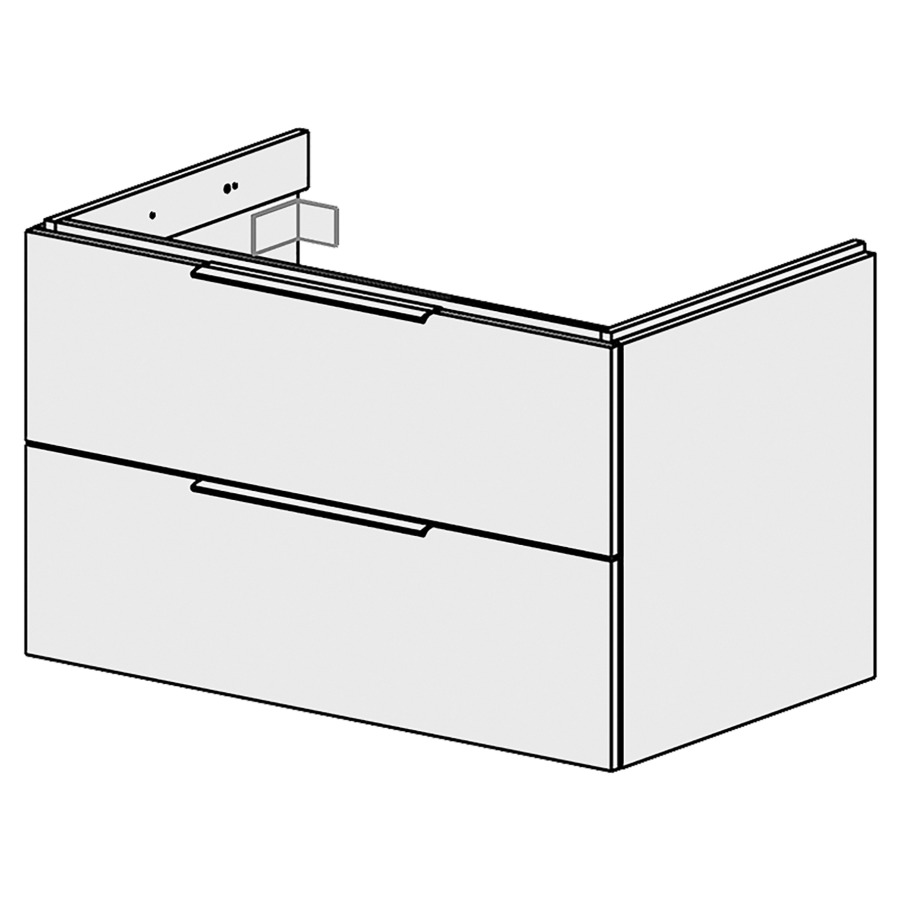 Élément inférieur  Glano Up
89.6 x 55 x 53.7 cm
pour 1 lavabo à encastrer au milieu
élément de tiroir 2&nbsp;tiroirs
tiroirs avec Blumotion
pour siphon à encombrement réduit 
et manchon à emboîter 32 mm