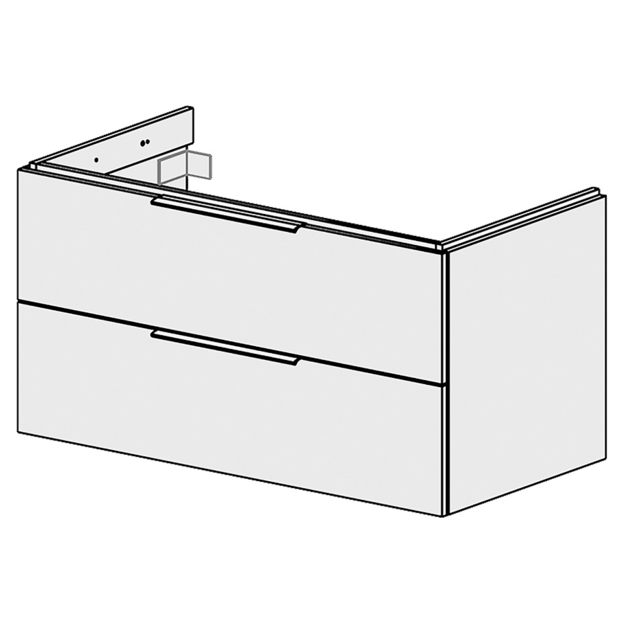 Élément inférieur  Glano Up
104.6 x 55 x 53.7 cm
pour 1 lavabo à encastrer à droite
élément de tiroir 2&nbsp;tiroirs
tiroirs avec Blumotion
pour siphon à encombrement réduit 
et manchon à emboîter 32 mm