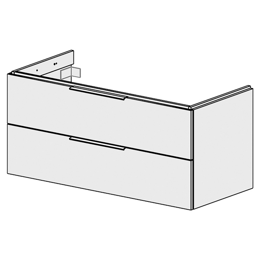 Élément inférieur  Glano Up
119.6 x 55 x 53.7 cm
pour 2 lavabos à encastrer 
élément de tiroir 2&nbsp;tiroirs
tiroirs avec Blumotion
pour siphon à encombrement réduit 
et manchon à emboîter 32 mm