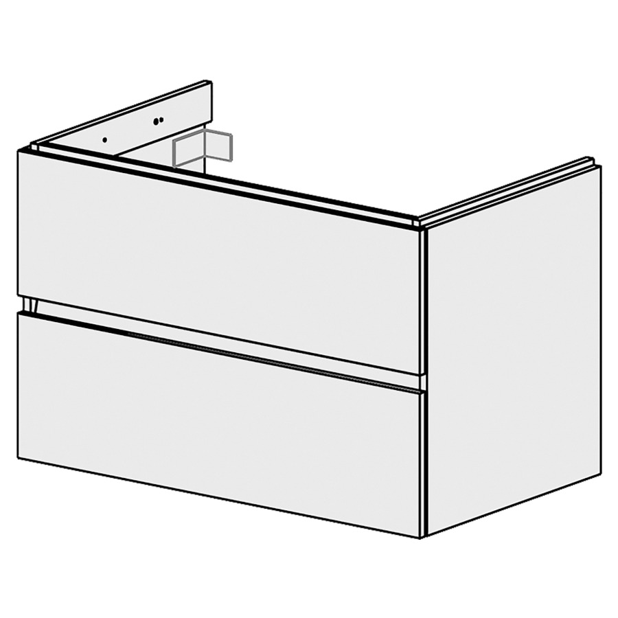 Élément inférieur  Glano Up
89.6 x 58 x 53.7 cm
pour 1 lavabo à encastrer au milieu
élément de tiroir 2&nbsp;tiroirs
tiroirs avec Blumotion
pour siphon à encombrement réduit 
et manchon à emboîter 32 mm