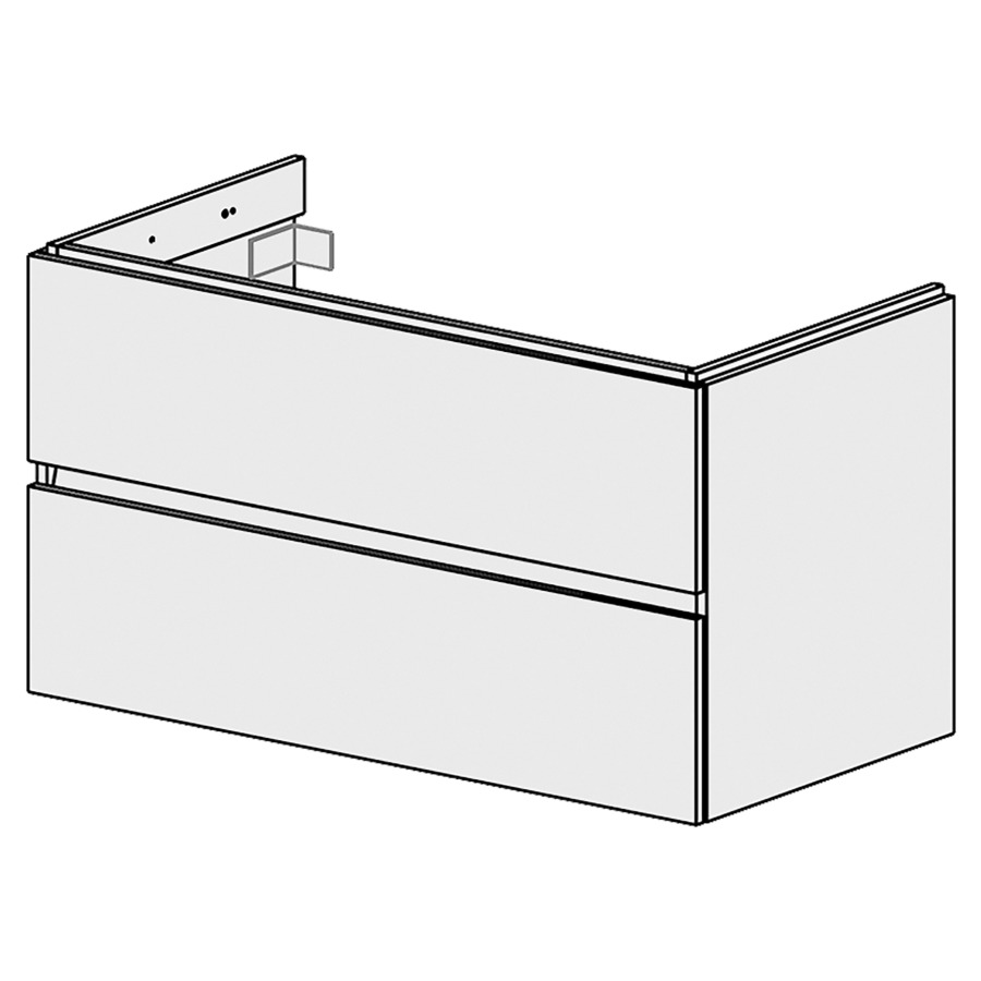 Élément inférieur  Glano Up
104.6 x 55 x 53.7 cm
pour 1 lavabo à encastrer à droite
élément de tiroir 2&nbsp;tiroirs
tiroirs avec Blumotion
pour siphon à encombrement réduit 
et manchon à emboîter 32 mm
