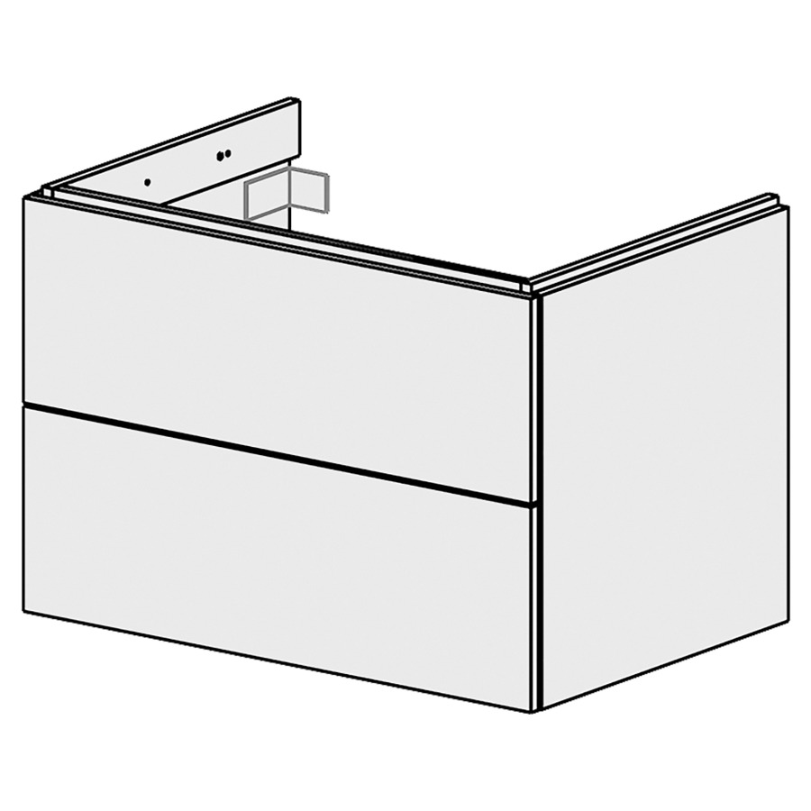 Élément inférieur  Glano Up
79.6 x 55 x 53.7 cm
pour 1 lavabo à encastrer au milieu
élément de tiroir 2&nbsp;tiroirs
tiroirs avec Blumotion
pour siphon à encombrement réduit 
et manchon à emboîter 32 mm