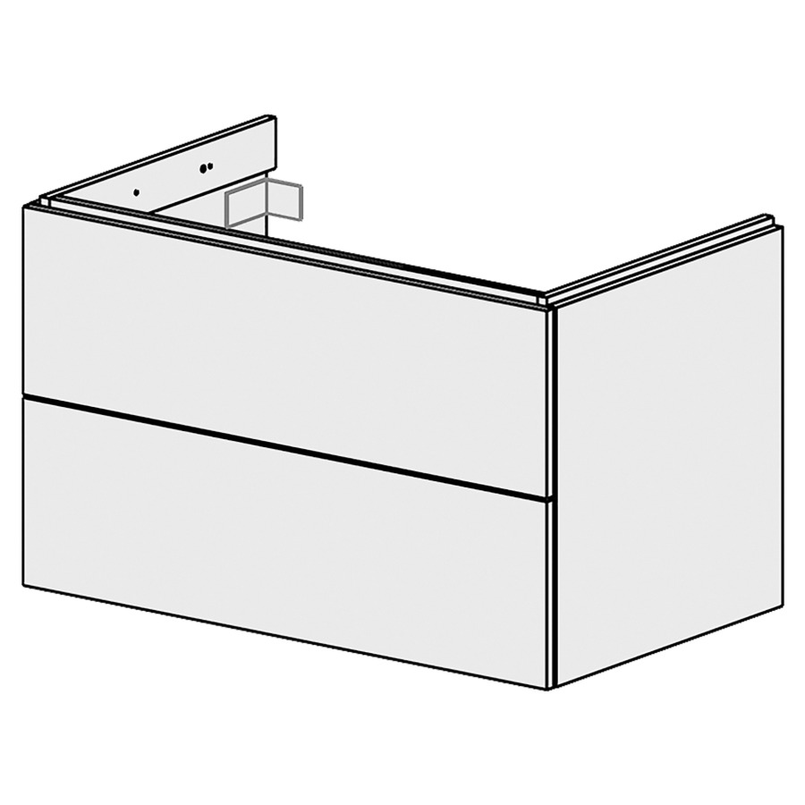 Élément inférieur  Glano Up
89.6 x 55 x 53.7 cm
pour 1 lavabo à encastrer au milieu
élément de tiroir 2&nbsp;tiroirs
tiroirs avec Blumotion
pour siphon à encombrement réduit 
et manchon à emboîter 32 mm