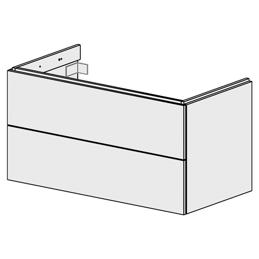 Élément inférieur  Glano Up
104.6 x 55 x 53.7 cm
pour 1 lavabo à encastrer ä gauche
élément de tiroir 2&nbsp;tiroirs
tiroirs avec Blumotion
pour siphon à encombrement réduit 
et manchon à emboîter 32 mm