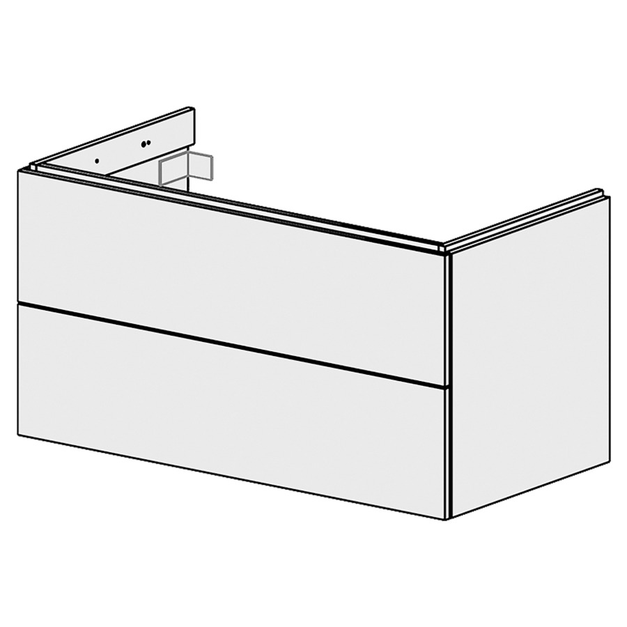 Élément inférieur  Glano Up
104.6 x 55 x 53.7 cm
pour 1 lavabo à encastrer au milieu
élément de tiroir 2&nbsp;tiroirs
tiroirs avec Blumotion
pour siphon à encombrement réduit 
et manchon à emboîter 32 mm