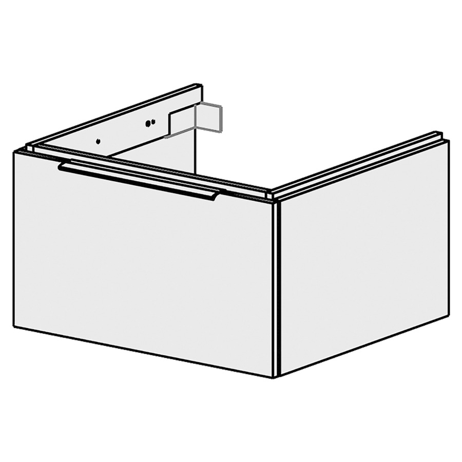 Élément inférieur  Glano Up
59.6 x 34.5 x 53.7 cm
pour 1 lavabo à encastrer au milieu
élément de tiroir 1&nbsp;tiroir
tiroir avec Blumotion
pour siphon à encombrement réduit 
et manchon à emboîter 32 mm