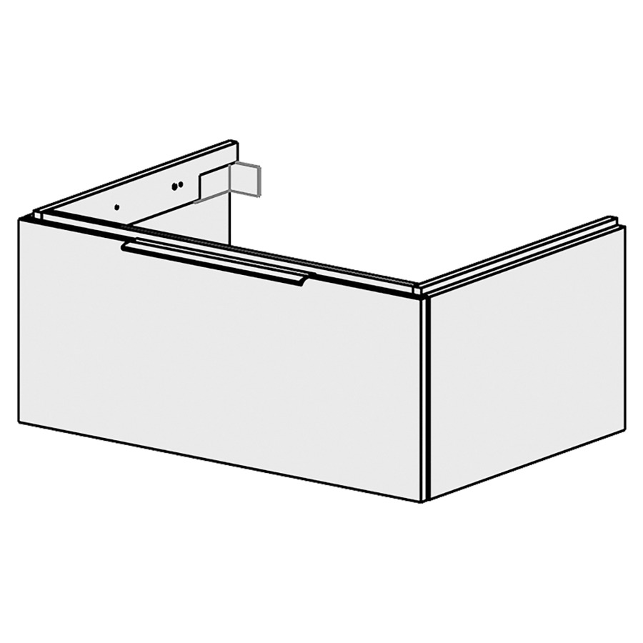 Élément inférieur  Glano Up
79.6 x 34.5 x 53.7 cm
pour 1 lavabo à encastrer au milieu
élément de tiroir 1&nbsp;tiroir
tiroir avec Blumotion
pour siphon à encombrement réduit 
et manchon à emboîter 32 mm