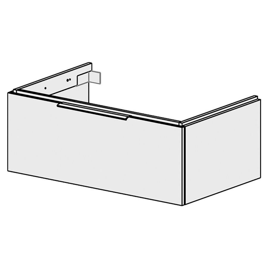 Élément inférieur  Glano Up
89.6 x 34.5 x 53.7 cm
pour 1 lavabo à encastrer au milieu
élément de tiroir 1&nbsp;tiroir
tiroir avec Blumotion
pour siphon à encombrement réduit 
et manchon à emboîter 32 mm
