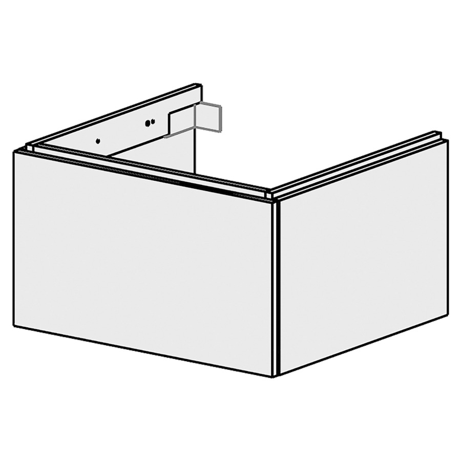 Élément inférieur  Glano Up
59.6 x 34.5 x 53.7 cm
pour 1 lavabo à encastrer au milieu
élément de tiroir 1&nbsp;tiroir
tiroir avec Blumotion
pour siphon à encombrement réduit 
et manchon à emboîter 32 mm