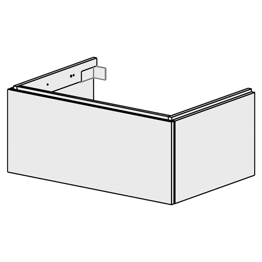 Élément inférieur  Glano Up
79.6 x 34.5 x 53.7 cm
pour 1 lavabo à encastrer au milieu
élément de tiroir 1&nbsp;tiroir
tiroir avec Blumotion
pour siphon à encombrement réduit 
et manchon à emboîter 32 mm