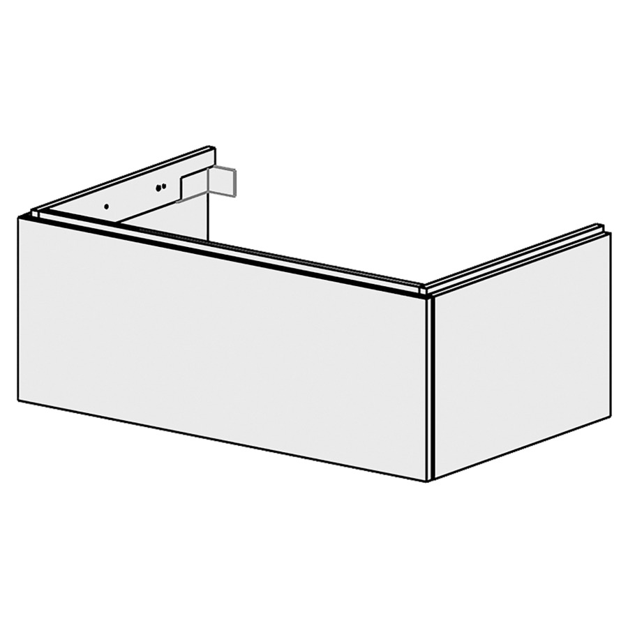 Élément inférieur  Glano Up
89.6 x 34.5 x 53.7 cm
pour 1 lavabo à encastrer au milieu
élément de tiroir 1&nbsp;tiroir
tiroir avec Blumotion
pour siphon à encombrement réduit 
et manchon à emboîter 32 mm