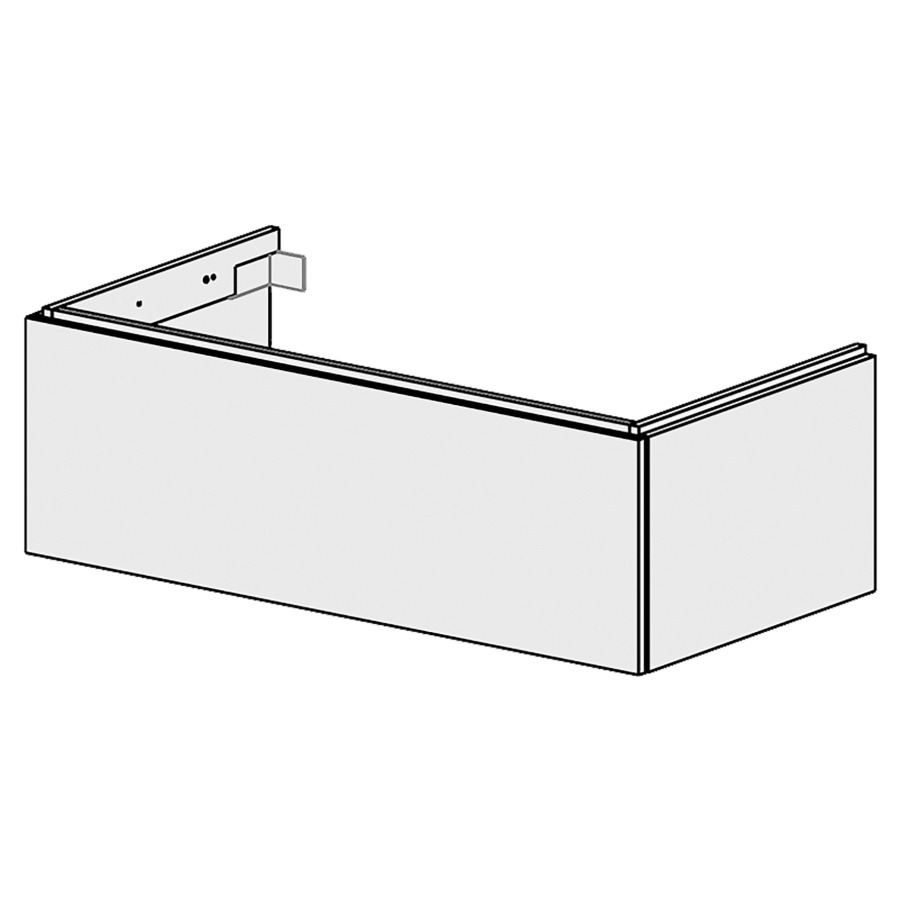 Élément inférieur  Glano Up
119.6 x 34.5 x 53.7 cm
pour 1 lavabo à encastrer à gauche
élément de tiroir 1&nbsp;tiroir
tiroir avec Blumotion
pour siphon à encombrement réduit 
et manchon à emboîter 32 mm