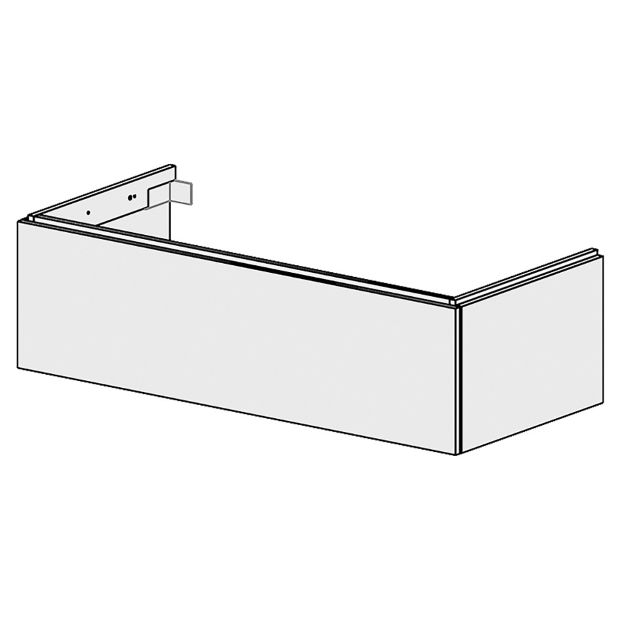 Élément inférieur  Glano Up
119.6 x 34.5 x 54.5 cm
pour 1 lavabo à encastrer à droite
élément de tiroir 1&nbsp;tiroir
tiroir avec Blumotion
pour siphon à encombrement réduit 
et manchon à emboîter 32 mm