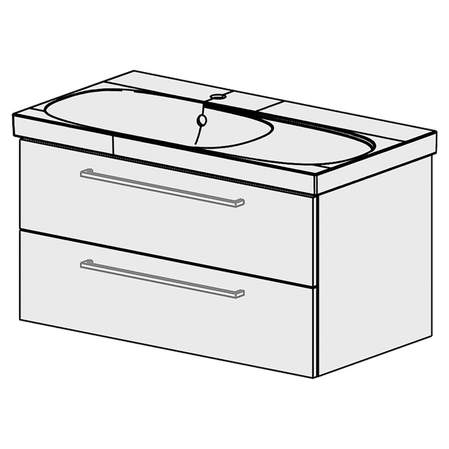 Élément inférieur  ACANTO Comfort
87 x 46 x 46.8 cm
élément de tiroir 2&nbsp;tiroirs
tiroirs avec Blumotion
pour siphon à encombrement réduit 
et manchon à emboîter 32 mm