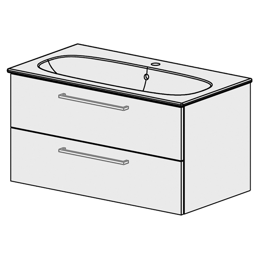 Élément inférieur  ACANTO Slim Comfort
87 x 46 x 46.8 cm
élément de tiroir 2&nbsp;tiroirs
tiroirs avec Blumotion
pour siphon à encombrement réduit 
et manchon à emboîter 32 mm