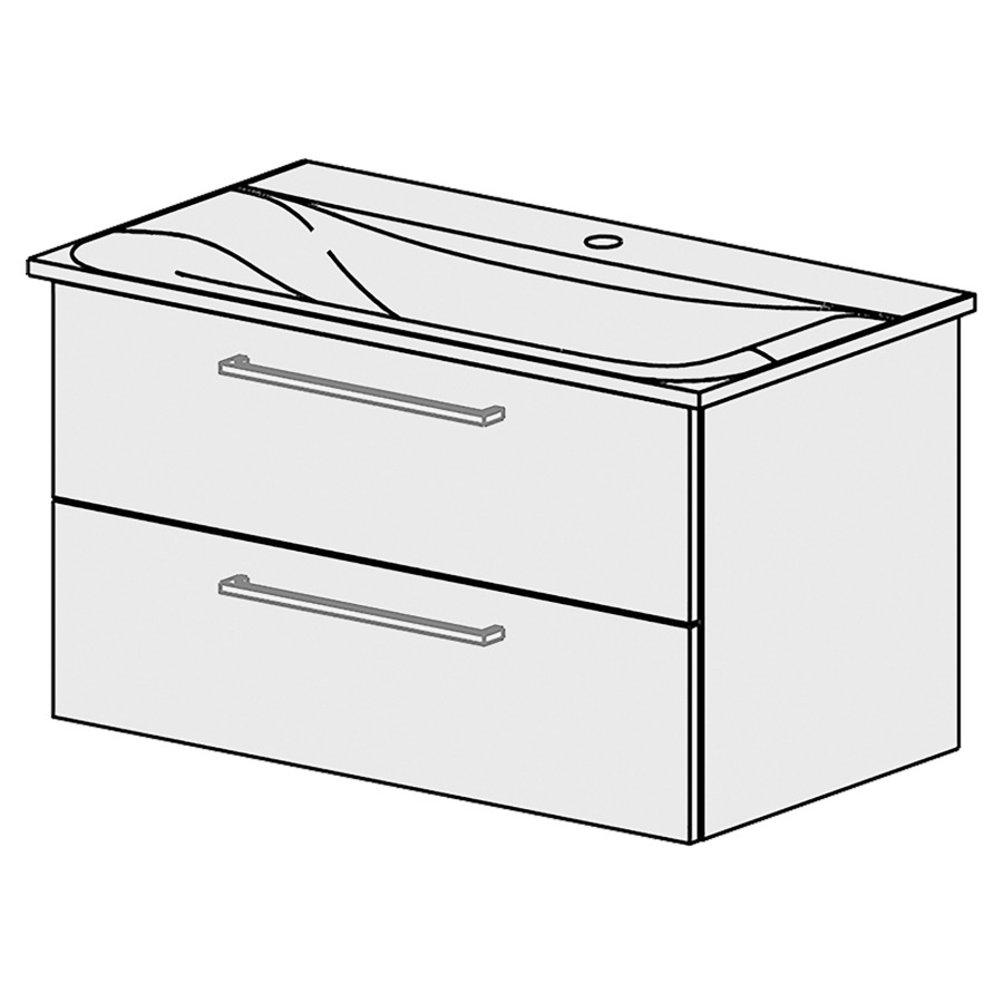 Élément inférieur  Connect Air Comfort
80 x 46 x 44.8 cm
élément de tiroir 2&nbsp;tiroirs
tiroirs avec Blumotion
pour siphon à encombrement réduit 
et manchon à emboîter 32 mm