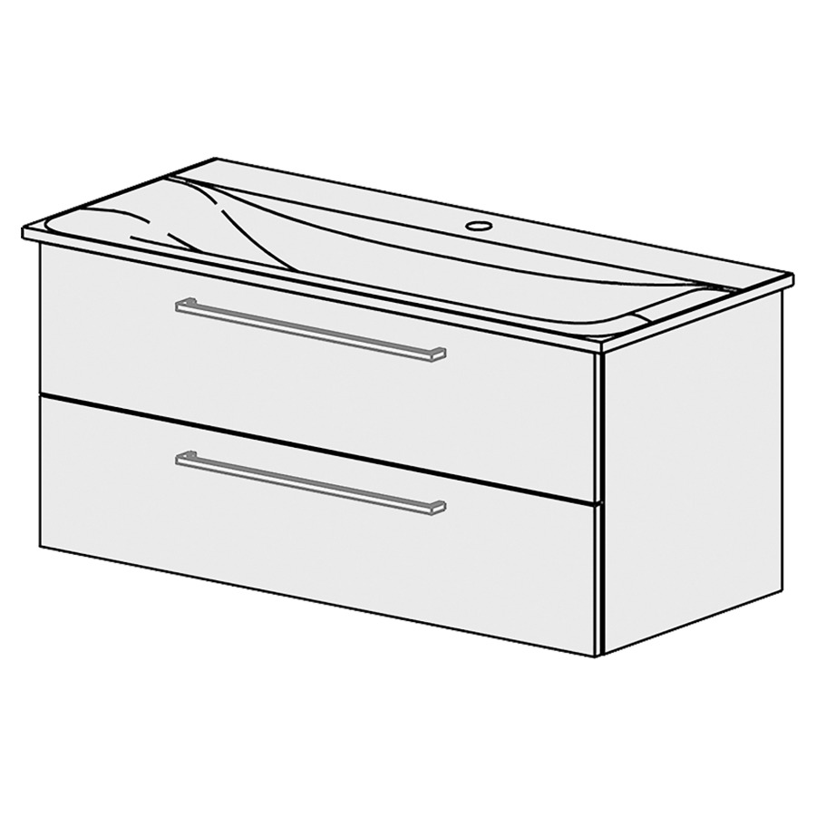 Élément inférieur  Connect Air Comfort
100 x 46 x 44.8 cm
élément de tiroir 2&nbsp;tiroirs
tiroirs avec Blumotion
pour siphon à encombrement réduit 
et manchon à emboîter 32 mm