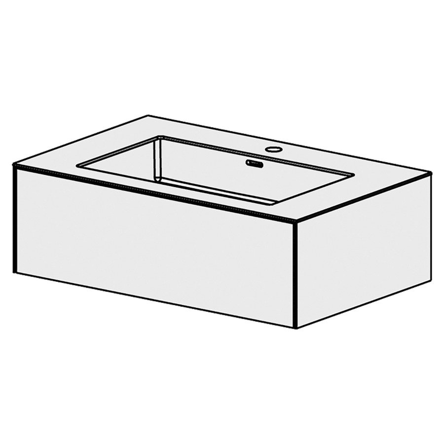 Combinaison de meuble Evolution 
79.6 x 27.1 x 51.5 cm
avec lavabo Matière minérale
1 lave-mains au milieu avec trop-plein
élément de tiroir 1&nbsp;tiroir
tiroir avec Blumotion
pour siphon à encombrement réduit 
et manchon à emboîter 32 mm