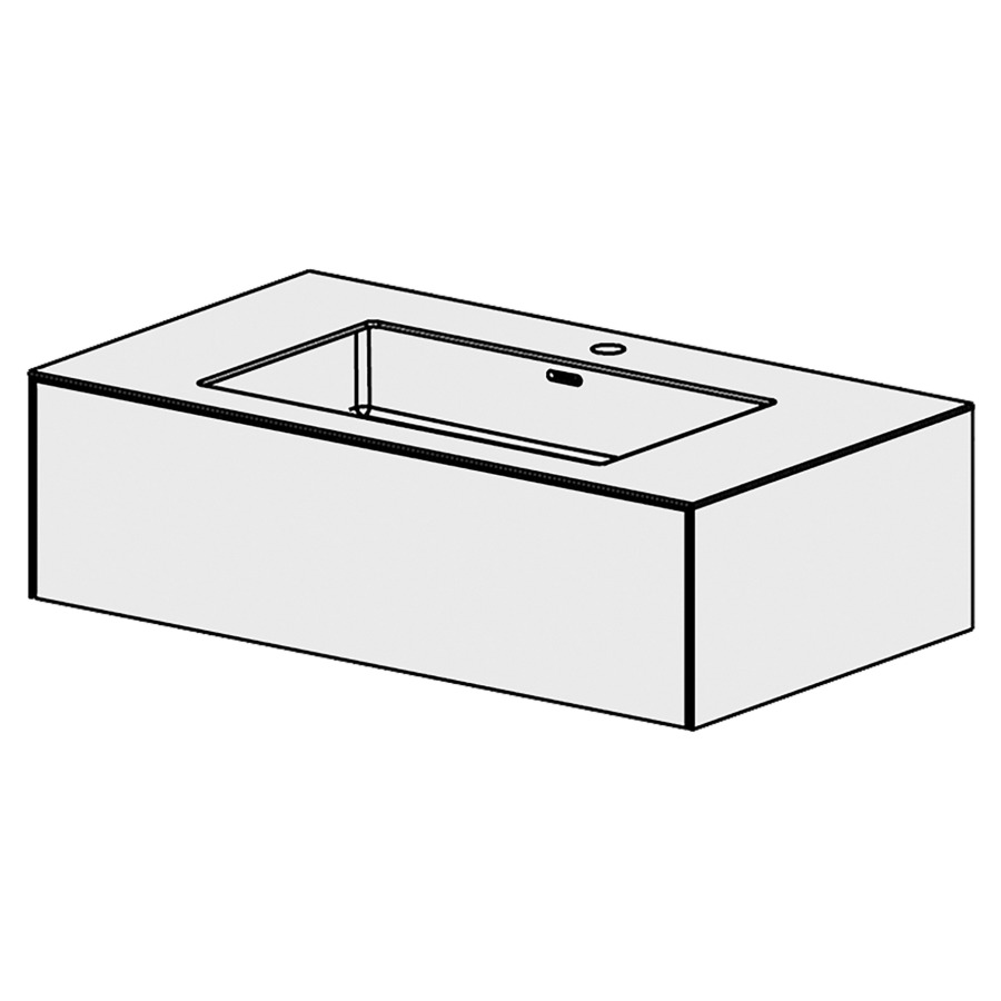 Combinaison de meuble Evolution 
89.6 x 27.1 x 51.5 cm
avec lavabo Matière minérale
1 lave-mains au milieu avec trop-plein
élément de tiroir 1&nbsp;tiroir
tiroir avec Blumotion
pour siphon à encombrement réduit 
et manchon à emboîter 32 mm