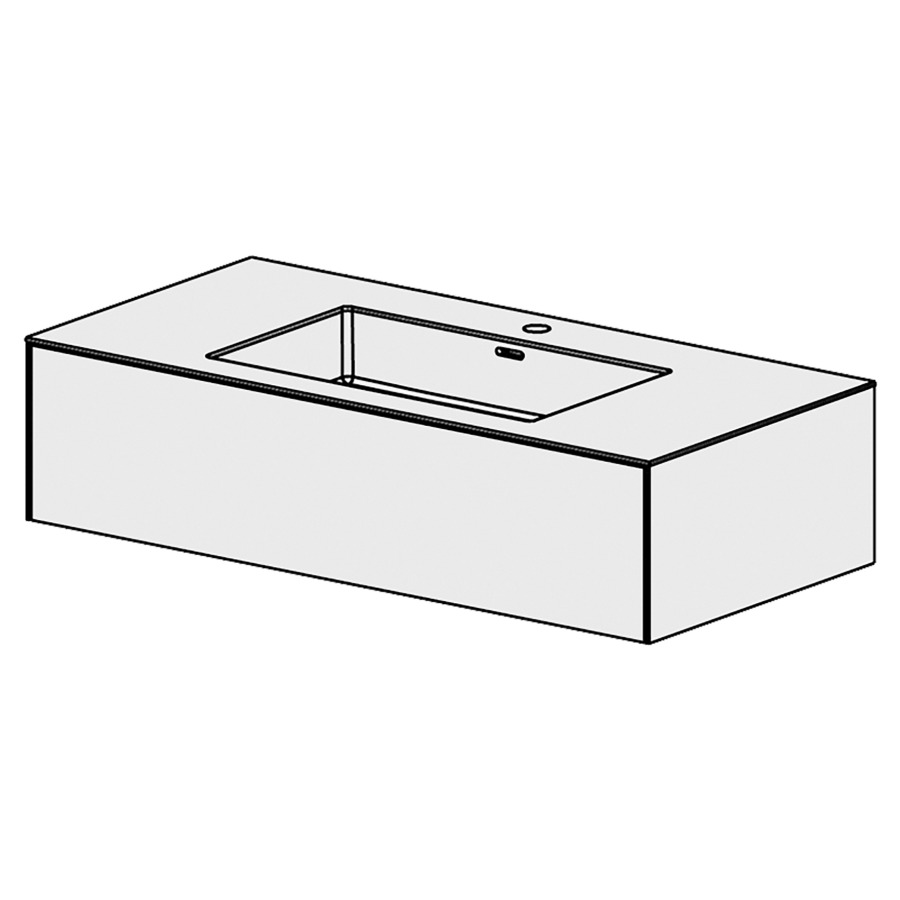 Combinaison de meuble Evolution 
104.6 x 27.1 x 51.5 cm
avec lavabo Matière minérale
1 lave-mains au milieu avec trop-plein
élément de tiroir 1&nbsp;tiroir
tiroir avec Blumotion
pour siphon à encombrement réduit 
et manchon à emboîter 32 mm