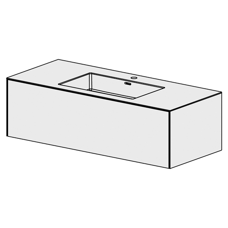 Combinaison de meuble Evolution 
119.6 x 36.1 x 51.5 cm
avec lavabo Matière minérale
1 lave-mains au milieu avec trop-plein
élément de tiroir 1&nbsp;tiroir
tiroir avec Blumotion
pour siphon à encombrement réduit 
et manchon à emboîter 32 mm
