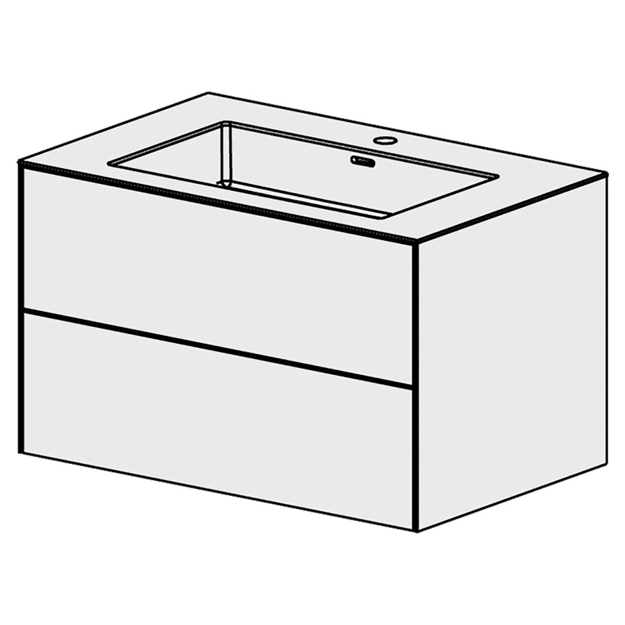 Combinaison de meuble Evolution 
79.6 x 49.2 x 51.5 cm
avec lavabo Matière minérale
1 lave-mains au milieu avec trop-plein
élément de tiroir 2&nbsp;tiroirs
tiroirs avec Blumotion
pour siphon à encombrement réduit 
et manchon à emboîter 32 mm