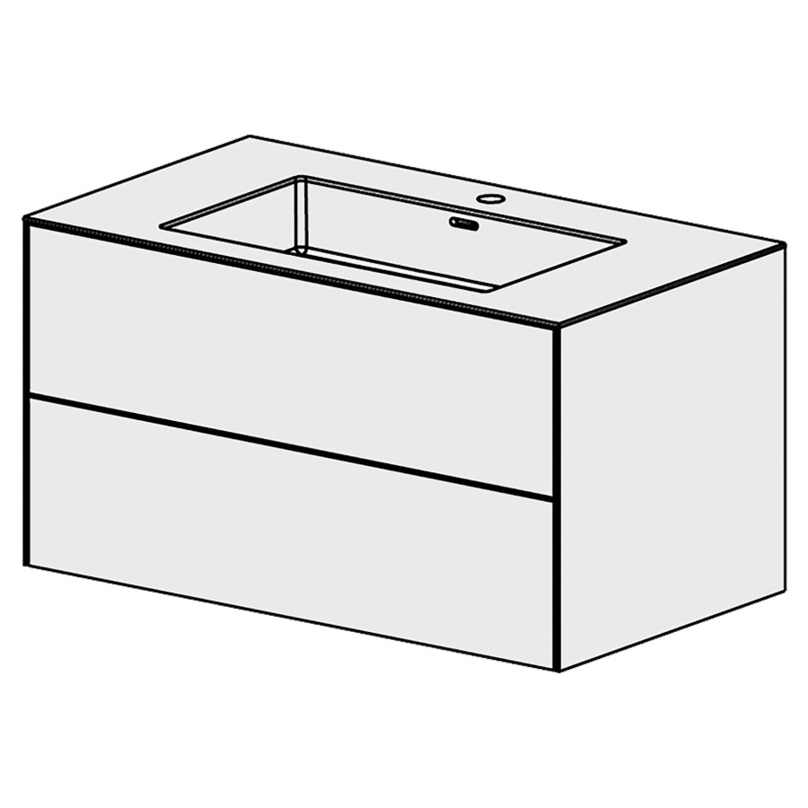 Combinaison de meuble Evolution 
89.6 x 49.2 x 51.5 cm
avec lavabo Matière minérale
1 lave-mains au milieu avec trop-plein
élément de tiroir 2&nbsp;tiroirs
tiroirs avec Blumotion
pour siphon à encombrement réduit 
et manchon à emboîter 32 mm