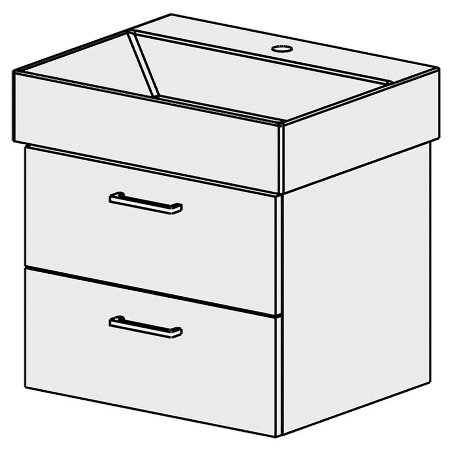 Élément inférieur  Premium Comfort
56 x 46 x 45.8 cm
élément de tiroir 2&nbsp;tiroirs
tiroirs avec Blumotion
pour siphon à encombrement réduit 
et manchon à emboîter 32 mm