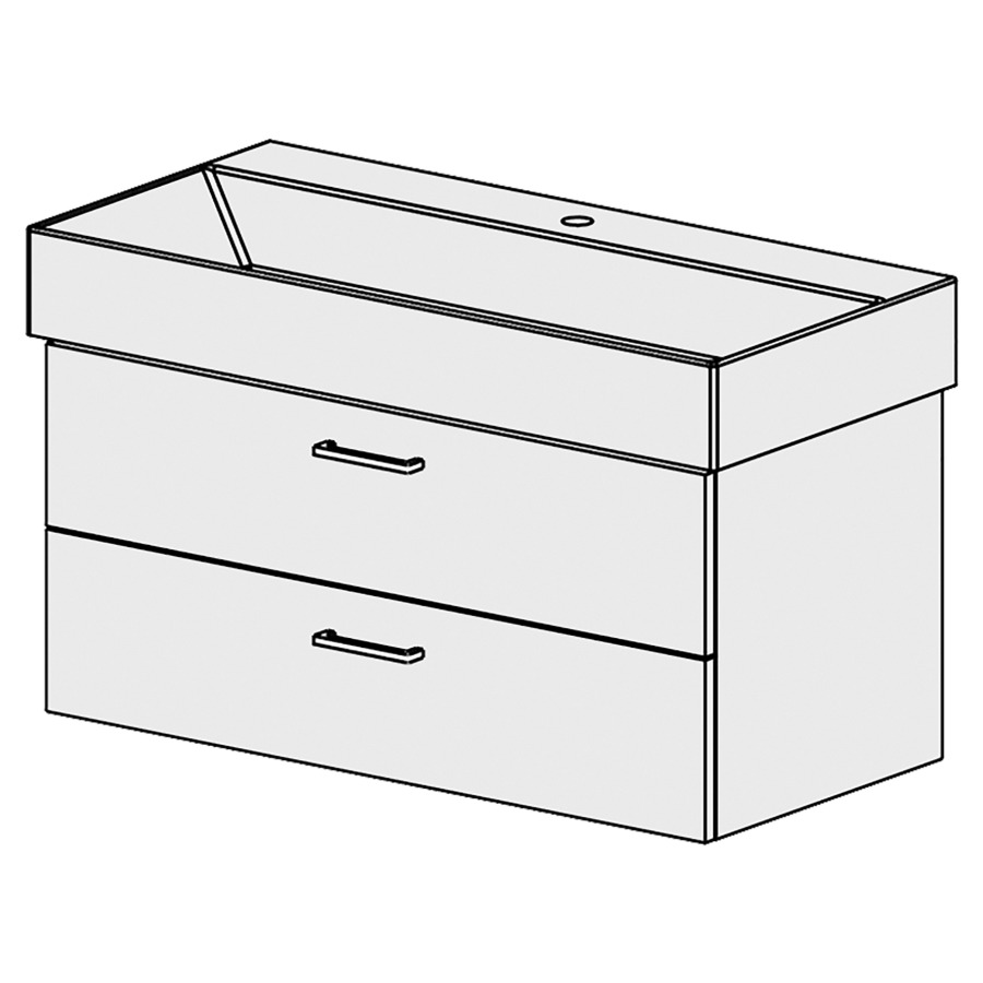Élément inférieur  Premium Comfort
96 x 46 x 45.8 cm
élément de tiroir 2&nbsp;tiroirs
tiroirs avec Blumotion
pour siphon à encombrement réduit 
et manchon à emboîter 32 mm