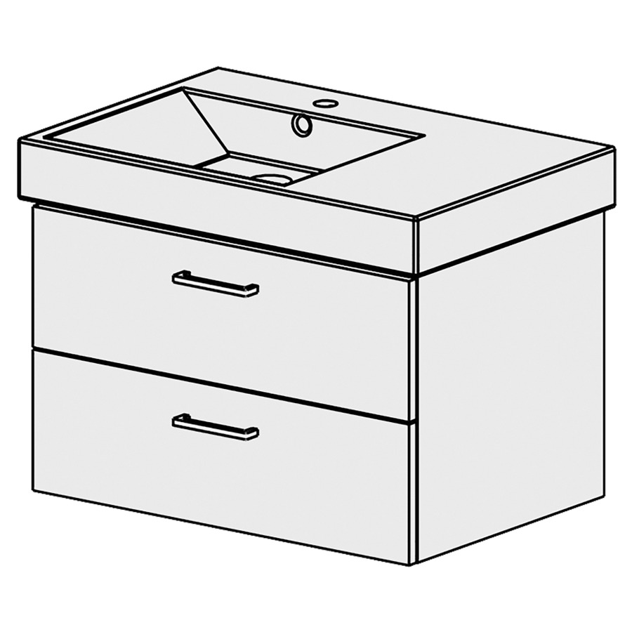 Élément inférieur  Zero Domino Comfort
71 x 46 x 48.8 cm
élément de tiroir 2&nbsp;tiroirs
tiroirs avec Blumotion
pour lavabo à gauche
pour siphon à encombrement réduit 
et manchon à emboîter 32 mm