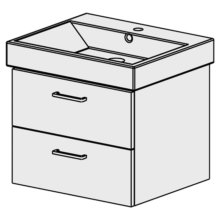 Élément inférieur  Zero Comfort
56 x 46 x 48.8 cm
élément de tiroir 2&nbsp;tiroirs
tiroirs avec Blumotion
pour siphon à encombrement réduit 
et manchon à emboîter 32 mm