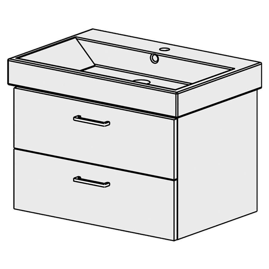 Élément inférieur  Zero Comfort
71 x 46 x 48.8 cm
élément de tiroir 2&nbsp;tiroirs
tiroirs avec Blumotion
pour siphon à encombrement réduit 
et manchon à emboîter 32 mm