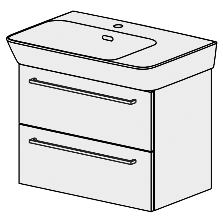 Élément inférieur  Moderna R Comfort 
64 x 39 x 38.5 cm
élément de tiroir 2&nbsp;tiroirs
pour lavabo à gauche