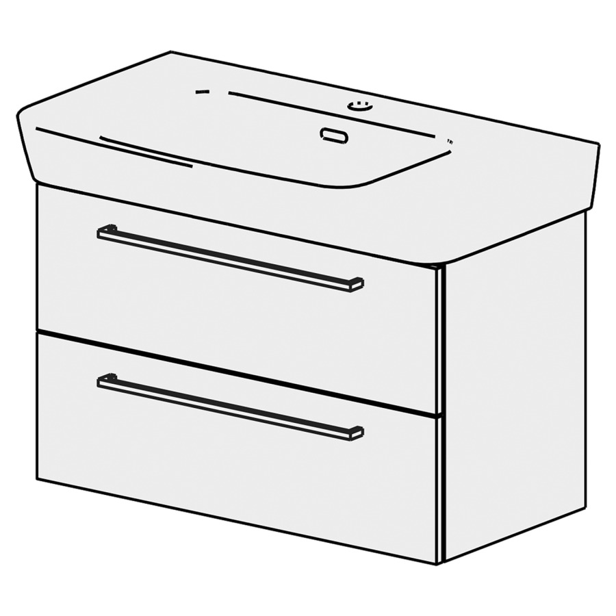 Élément inférieur  Moderna R Comfort
78 x 39 x 38.5 cm
élément de tiroir 2&nbsp;tiroirs
pour 1&nbsp;lavabo