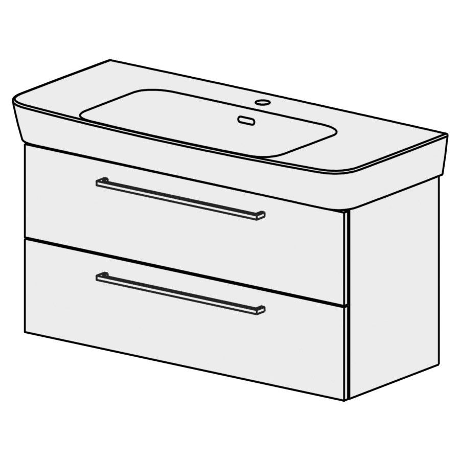 Élément inférieur  Moderna R Comfort
98 x 39 x 38.5 cm
élément de tiroir 2&nbsp;tiroirs
pour 1&nbsp;lavabo