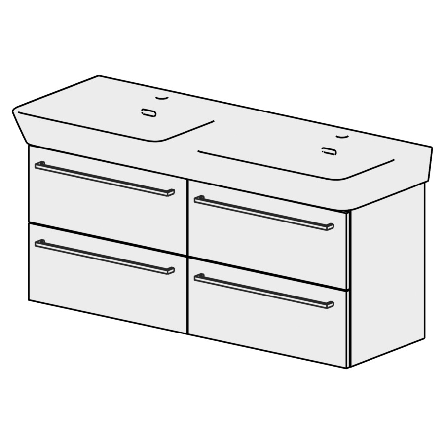 Élément inférieur  Moderna R Comfort
118 x 39 x 38.5 cm
2&nbsp;éléments de tiroir 2&nbsp;tiroirs chacune
pour 2&nbsp;lavabos