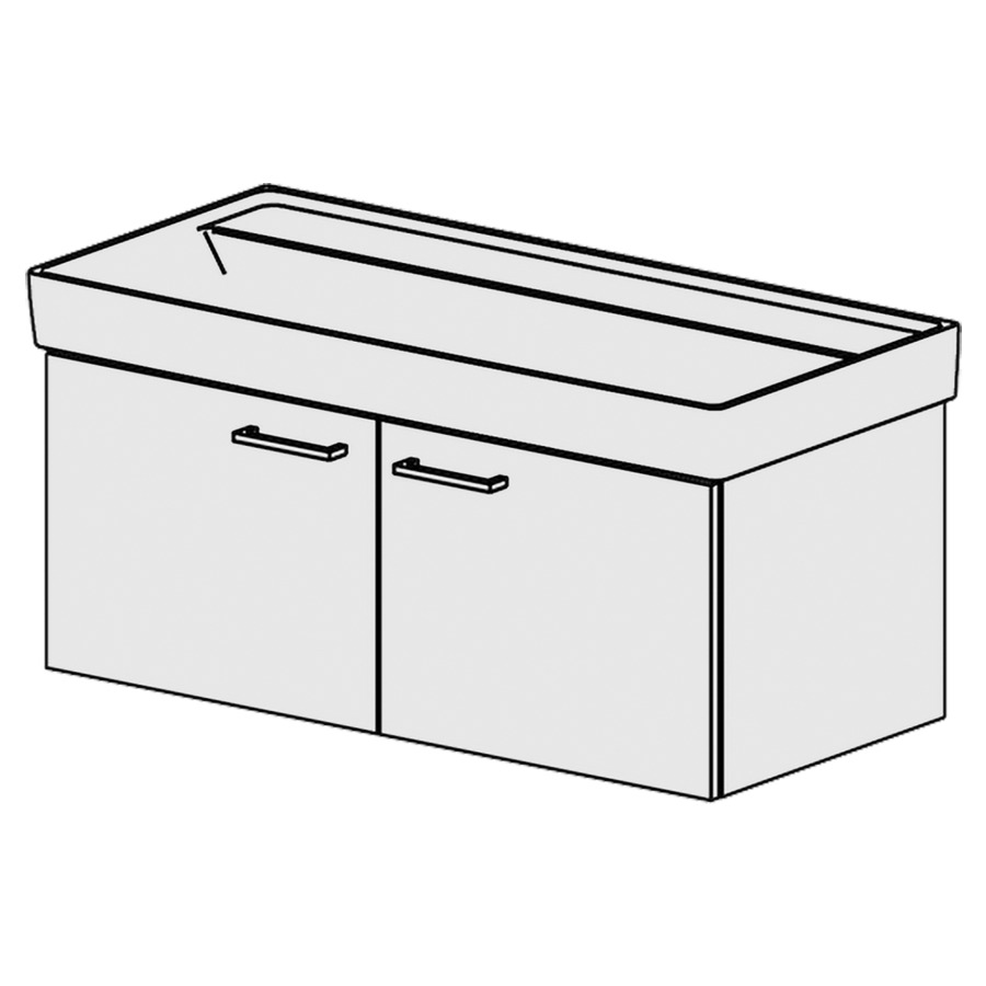Élément inférieur  Collaro Slim
96 x 39 x 44.8 cm
pour 1&nbsp;lavabo
armoire de tablette 2&nbsp;portes
portes avec Blumotion