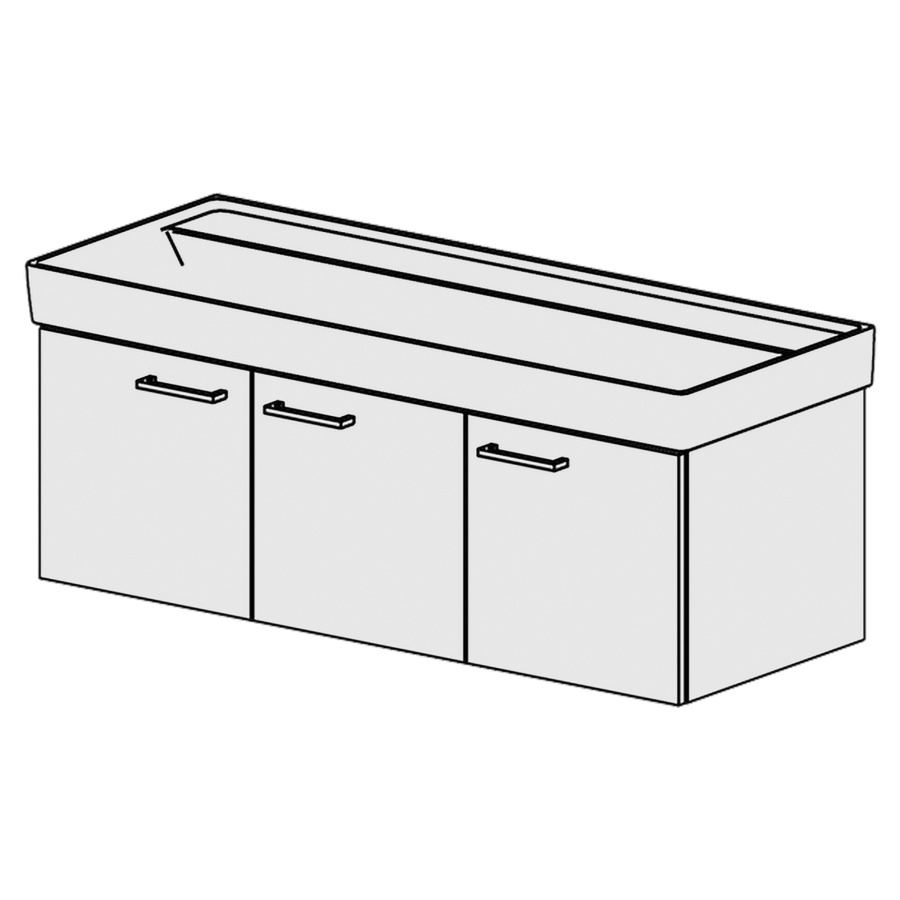 Élément inférieur  Collaro Slim
116 x 39 x 44.8 cm
armoire de tablette 3&nbsp;portes
porte gauche charnière à gauche
portes avec Blumotion