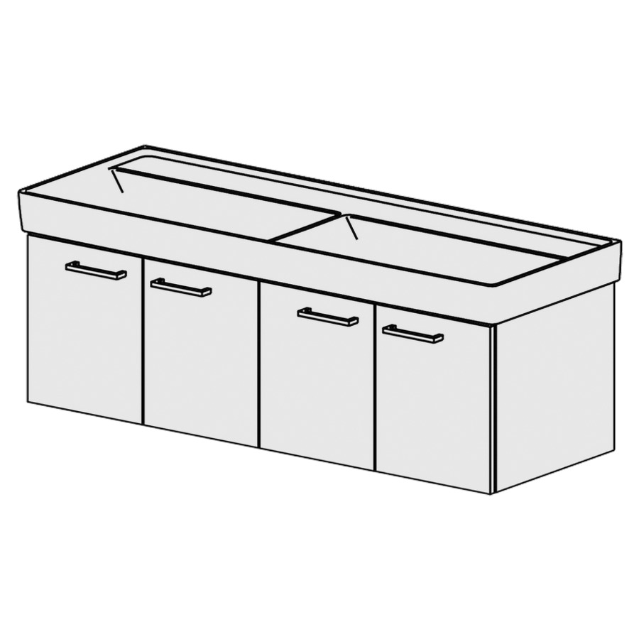 Élément inférieur  Collaro Slim
126 x 39 x 44.8 cm
2&nbsp;armoires de tablette 2&nbsp;portes chacune
portes avec Blumotion