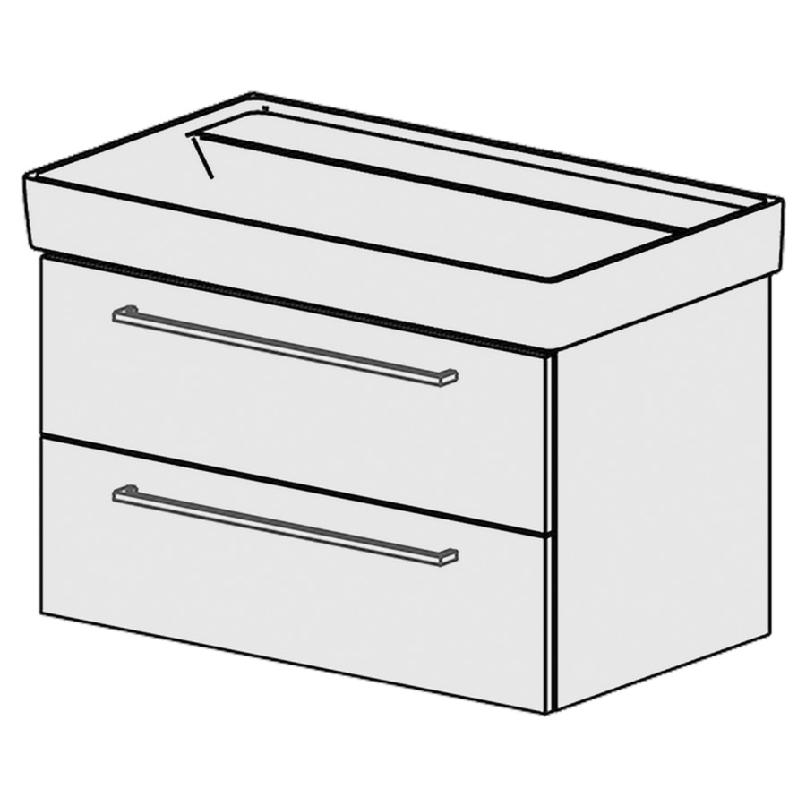 Élément inférieur  Collaro Comfort
76 x 46 x 44.8 cm
élément de tiroir 2&nbsp;tiroirs
tiroirs avec Blumotion
pour siphon à encombrement réduit 
et manchon à emboîter 32 mm