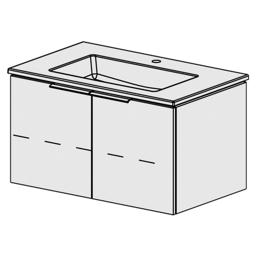 Combinaison de meuble Glano Ceram Cube
86 x 49.2 x 51.5 cm
avec lavabo en céramique
1 lave-mains au milieu avec trop-plein
armoire de tablette 2&nbsp;portes
portes avec Blumotion