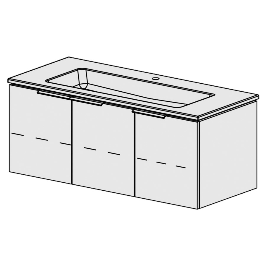 Combinaison de meuble Glano Ceram Cube
121 x 49.2 x 51.5 cm
avec lavabo en céramique
1 lave-mains au milieu avec trop-plein
armoire de tablette 3&nbsp;portes
porte droite charnière à droite
portes avec Blumotion