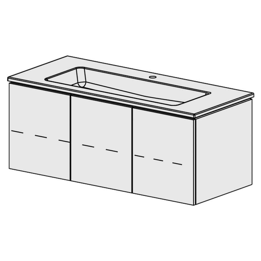 Combinaison de meuble Glano Ceram Cube
121 x 49.2 x 51.5 cm
avec lavabo en céramique
1 lave-mains au milieu avec trop-plein
armoire de tablette 3&nbsp;portes