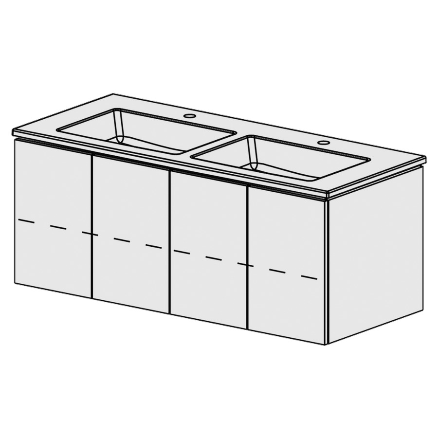 Combinaison de meuble Glano Ceram Cube
121 x 49.2 x 51.5 cm
avec lavabo en céramique
2 lave-mains avec trop-plein
2&nbsp;armoires de tablette 2&nbsp;portes chacune