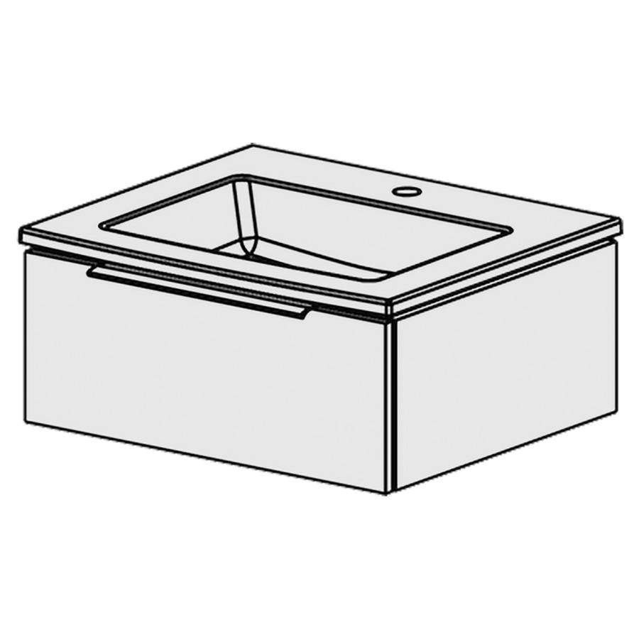Combinaison de meuble Glano Ceram Cube
61 x 26.5 x 51.5 cm
avec lavabo en céramique
1 lave-mains avec trop-plein
élément de tiroir 1&nbsp;tiroir
tiroir avec Blumotion