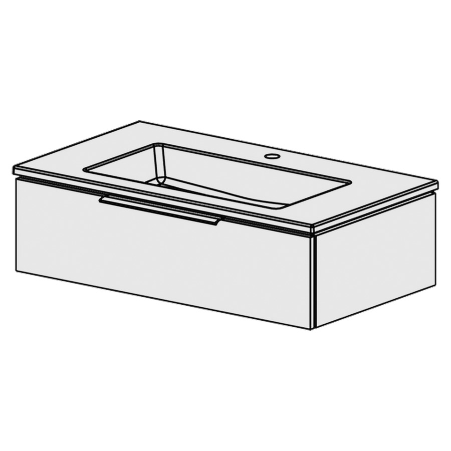 Combinaison de meuble Glano Ceram Cube
91 x 26.5 x 51.5 cm
avec lavabo en céramique
1 lave-mains avec trop-plein
élément de tiroir 1&nbsp;tiroir
tiroir avec Blumotion