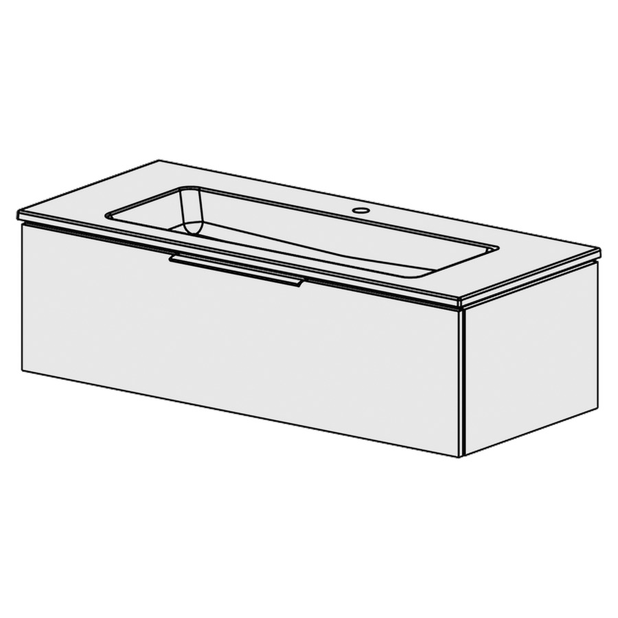 Combinaison de meuble Glano Ceram Cube
121 x 26.5 x 51.5 cm
avec lavabo en céramique
1 lave-mains avec trop-plein
élément de tiroir 1&nbsp;tiroir
tiroir avec Blumotion