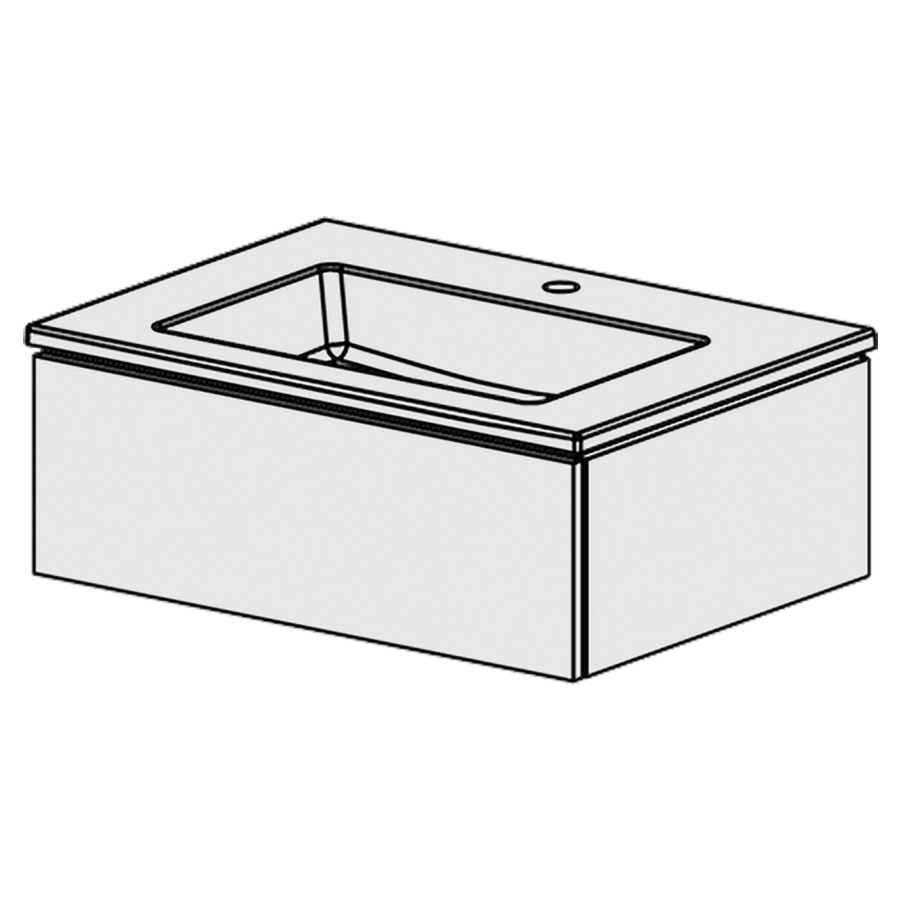 Combinaison de meuble Glano Ceram Cube
71 x 26.5 x 51.5 cm
avec lavabo en céramique
1 lave-mains avec trop-plein
élément de tiroir 1&nbsp;tiroir