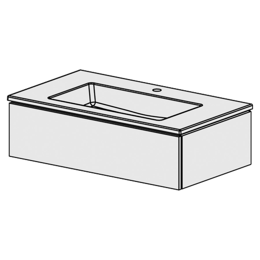 Combinaison de meuble Glano Ceram Cube
91 x 26.5 x 51.5 cm
avec lavabo en céramique
1 lave-mains avec trop-plein
élément de tiroir 1&nbsp;tiroir
